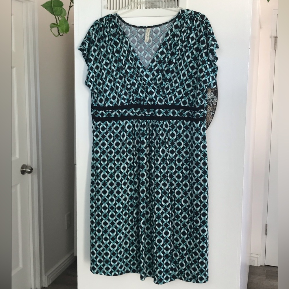 Perseption Women Blue Patterned Dress 3X
